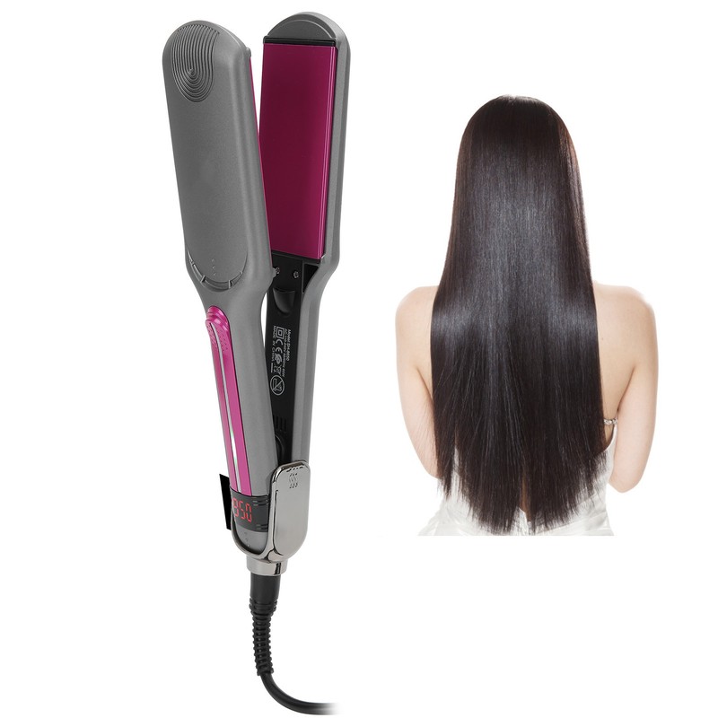 Professional Hair Straightening Ceramic Heating Plate Straightener LCD Display Hairdressing