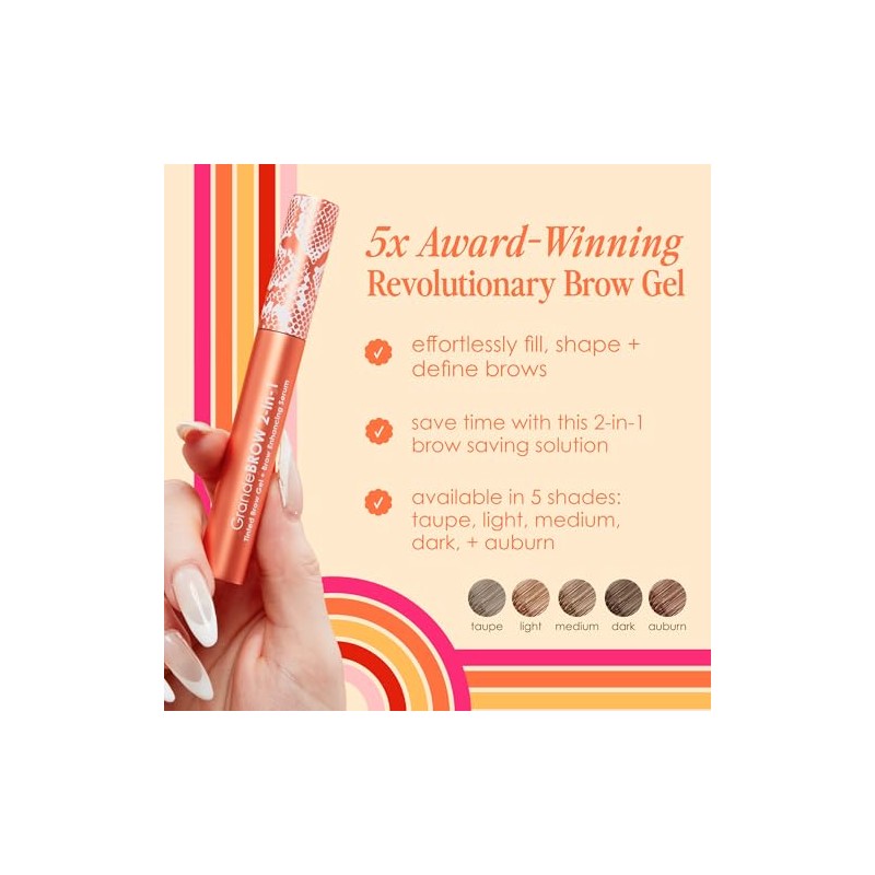 GrandeBROW 2-in-1 Tinted Brow Gel + Brow Enhancing Serum, Light