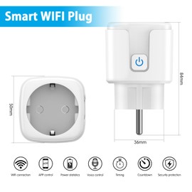 Intelligent WiFi Socket, 16 A 3680 W, Smart Plug Compatible with Alexa and Google Home, Energy Monitoring, App Remote Control, Voice Control, Timer (White)