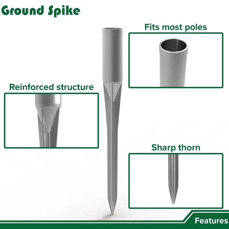 14" Aluminium Fence Post Anchor Ground Spike, 1-5/16" Inner Diameter