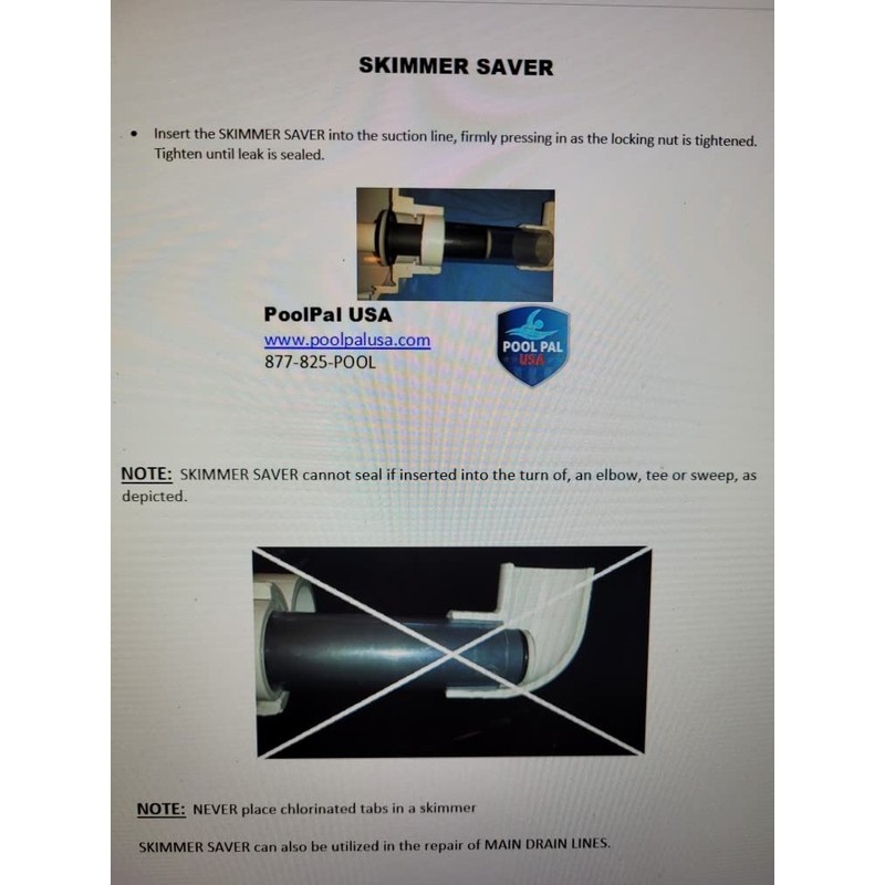 Frankenplug Skimmer Saver 1.5" Swimming Pool Skimmer Leak Repair in