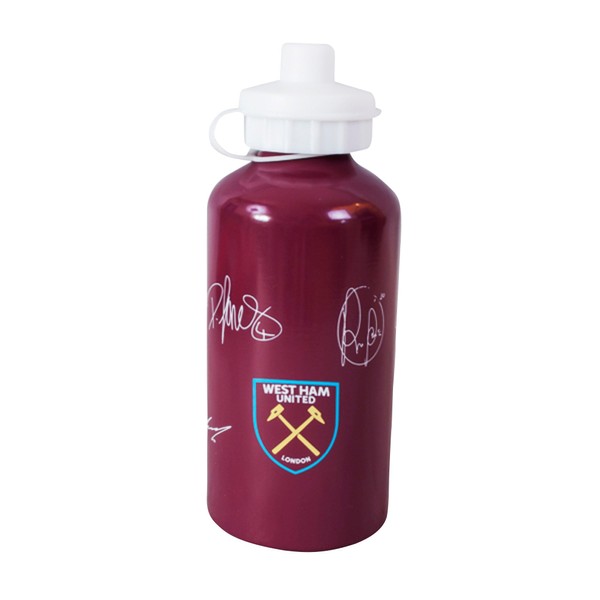West Ham Signed Aluminium Water Bottle Team Signatures Crest 500