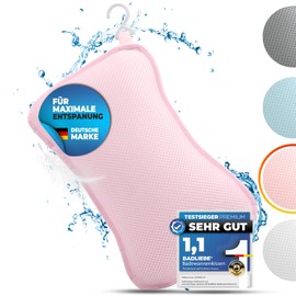 BadLiebe Bath Pillow Pink - [Tested Quality] - Includes 4 Extra Strong Suction Cups - Bath Pillow with Ergonomic Fit for Neck and Back - Premium Neck Pillow [Includes Integrated Hook]