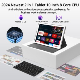 EITOMIN Tablet 10 inch 2025 Latest Android 13 Tablet 128GB ROM+16GB RAM+1TB Expandable Octa-Core 5G WiFi 1080FHD/13MPCamera/7000mAh/Bluetooth 5.0/GPS/Tab with Keyboard/OTG/Mouse/Pen Silver