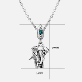 JMQJewelry Blue Elephant Animals December Birthstone Birthday Green Necklace for Mum Daughter Friendship Pendants Charms Valentines Day