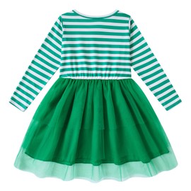 Vieille St Patricks Day Outfits for Toddler Girls 5T Clover Dress Striped Long Sleeve Tutu Skirts 4T