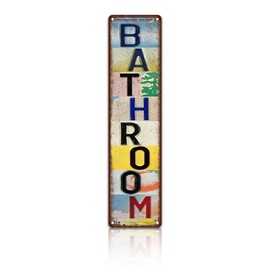 Vintage Bathroom Wall Decor Street Signs Sport Metal Tin Signs 4 x 16 Inches