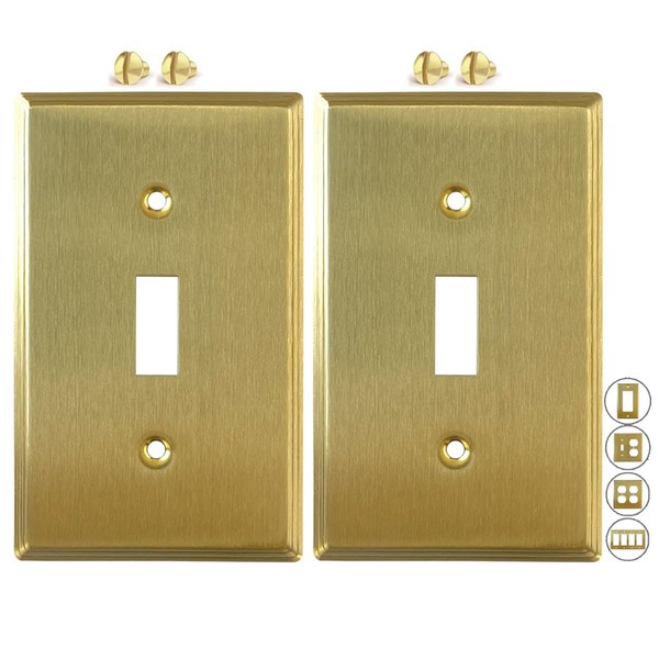 Rio Salto BRASS Modern Metal Gold Toggle Light Switch Covers