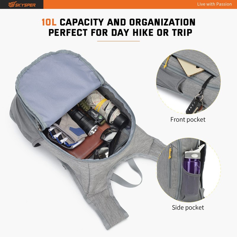 SKYSPER 10L Foldable Backpack Ultralight Daypack Waterproof Daypack Travel Backpack