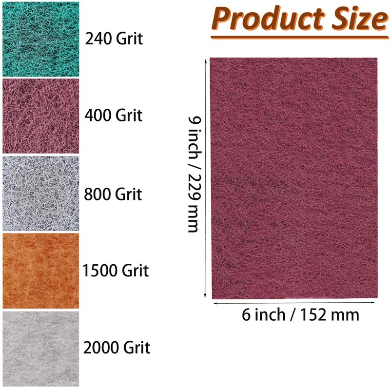 Tonmp 15 Pack 6 x 9 Inch Hand Pads Coarse