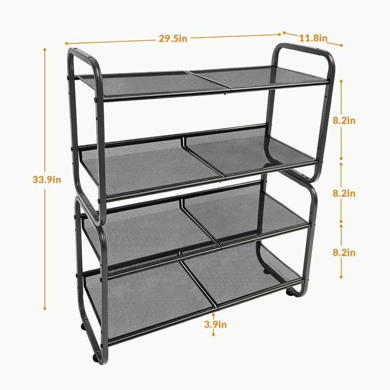 LYKENTOR 4 Tiers Metal Shoe Rack for Entryway Closet Hallway