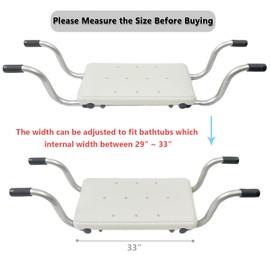 CHOYTONG Bath Bench Seat for Bathtub - Suspended Shower Chair for Elderly, Disabled & Handicapped Heavy Duty Bathroom Aid, Supports up to 250 lbs, 33" L x 9" W