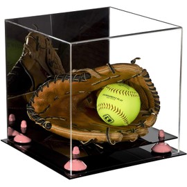 Better Display Cases Versatile Acrylic Display Case - Medium Square with Box with Mirror and Pink Risers 11" x 11" x 11" (A001-PNR)