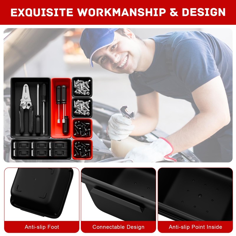 Vexercisehoop Toolbox Organizer Trays, Tool Chest Drawer Organizer with Non-Slip