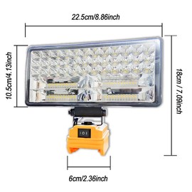 LCPT 8-Inch Cordless LED Work Light for 18V/20V Battery, Portable LED Flashlight with USB & Type-C Charging Port, LED Flood Light for Work, Camping, Outdoor (Batteries Not Included), Men Gifts - Specification: Compatible for Milwaukee 18V, Color: 1 Count