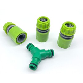 Hsrvivi Pack of 4 Hose Coupling, 1/2 Inch Two Way Coupling, Garden Hose Connector Extender & 1/2 Inch Y Hose Connector, Y Branch Connector, Quick to Garden Hose
