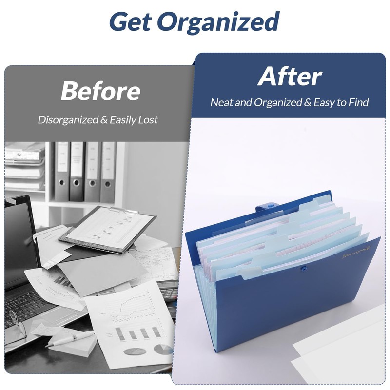 SKYDUE Accordion File Organizer – 8-Pocket Expanding File Folder with