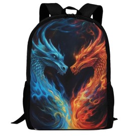 Viythuw Dragon Backpack, Simple and Aesthetic Bookbag for Women & Men, Lightweight Adjustable Black Backpack for Travel Outdoor Sports, Large Capacity Laptop Bag for Business Office