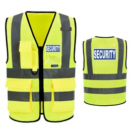 SECURITY Hi Vis Vests SECURITY High Visibility Safety Vest SECURITY High Vis Vest with zipper pockets