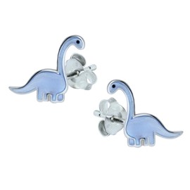 Blue Dinosaur Earrings - Sterling Silver