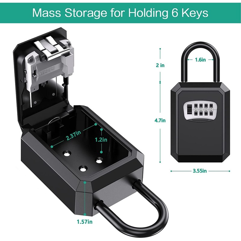 ORIA Key Storage Lock Box, 4 Digit Combination Lock Box,