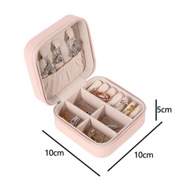 JIADEXIN Small Jewellery Box 1 Piece Women's Travel Jewellery Box Storage Box Mini Jewellery Box for Earrings Rings Necklaces Portable PU Leather with Zip Pink