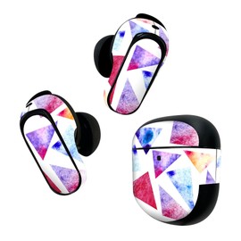 Bose QuietComfort Earbuds II 用 スキンシール ボーズ イヤバッズ2 用 ステッカー 本体3枚 ケース1セット 保護 フィルム デコ 水彩 カラフル 010490