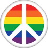 Peace Sign - White on Rainbow Background - 2.25" Round