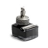 Owl Glass Inkwell with Pewter Cap & Pen Rest -
