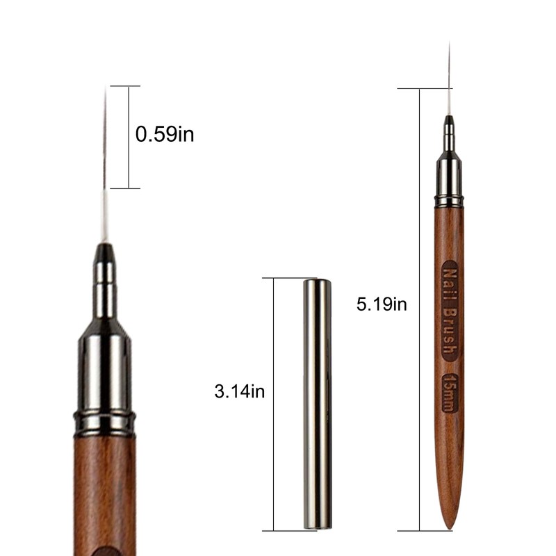 SILPECWEE Wooden Nail Art Brushes, Nail Art Liner Brush for