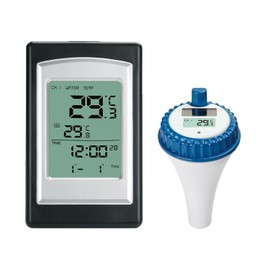Wscodyr Pool Multi-Function Floating Wireless Digital Hygrometer Thermometer, Indoor and Outdoor Pool Solar Thermometer for Pools, Bathtubs, Fish Tanks, Ponds
