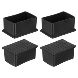 uxcell Rubber Furniture Leg Caps, 4Pcs 40x60mm Rectangle Chair Leg Tips Caps, Furniture Foot End Caps Covers Floor Protectors for Table, Chair, Machinery Equipment Feet (Black)