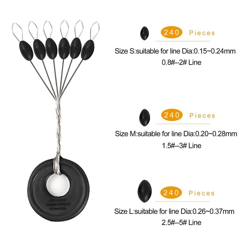 Lavie&Camus 720PCS Fishing Bobber Stopper, Oval Floats Sinker Stops, 6