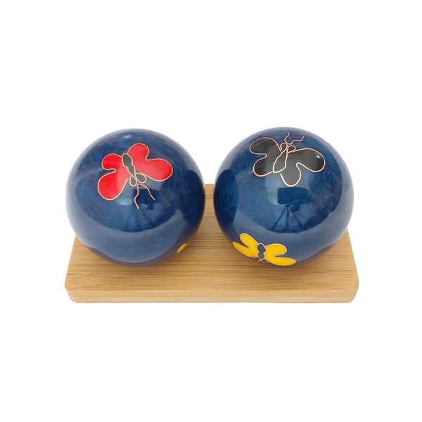 Top Chi Butterfly Baoding Balls with Bamboo Stand. Chiming Chinese Health Balls for Hand Therapy, Exercise, and Stress Relief (Medium 1.6 Inch)