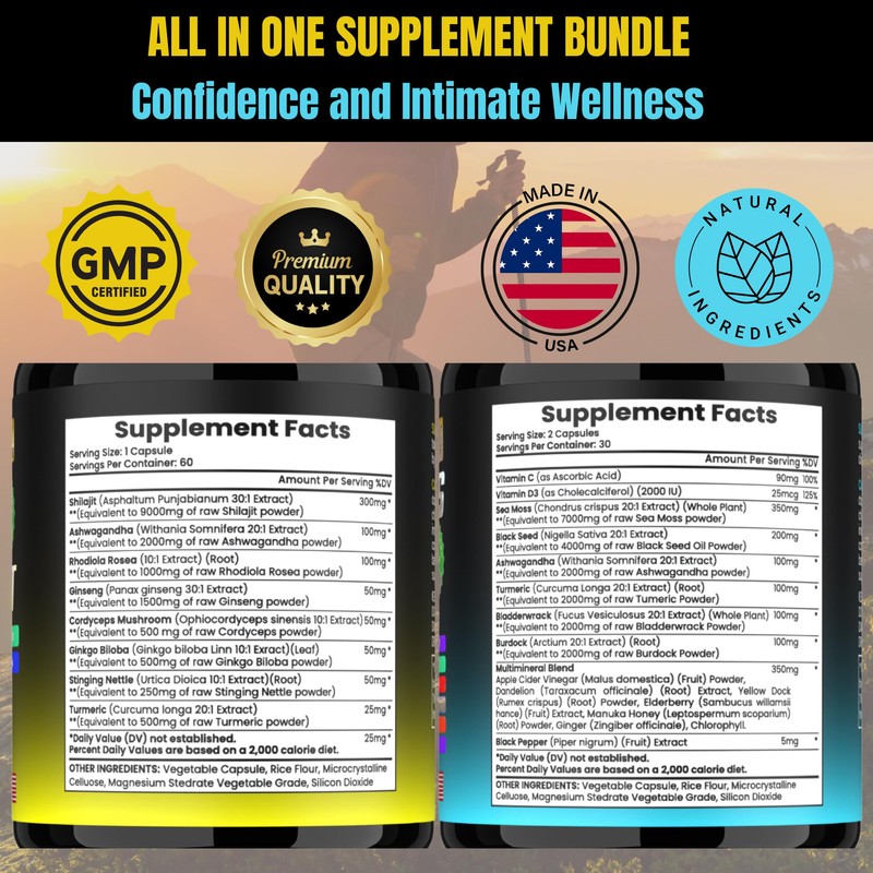 Sea Moss Black Seed Oil Ashwagandha Ginger Capsules,Supplement with Turmeric