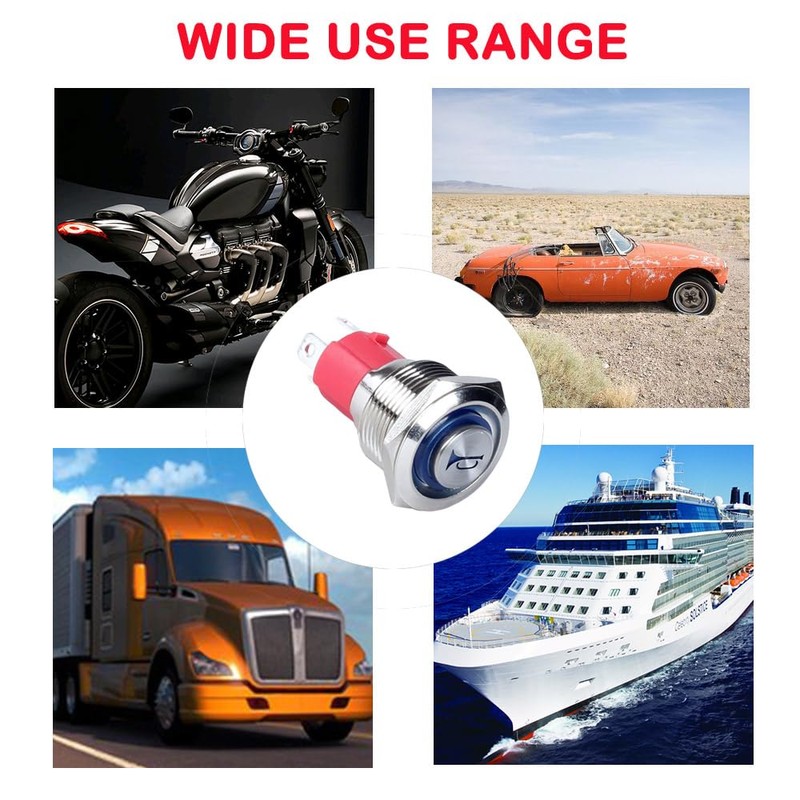 DMWD Horn Push Button Switch 19mm Heavy Duty 20Amp 12V-24V