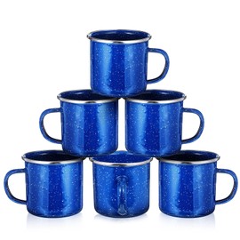 wutfuooo 6 Pcs Enamel Camping Mugs Small Coffee Mugs Tea Cups Portable Vintage Campfire Camping Cups Bulk with Handle for Coffee Tea Home Picnic Travel Indoor and Outdoor Activities,12 oz