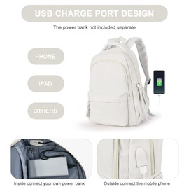 SEAFEW School Backpack Girls Teenager School Bag Backpack Women's 14 Inch Laptop Backpack Lightweight School Bag College Campus Backpack Nylon Waterproof Casual Work Travel Daypack, A4 Beige