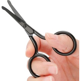 Tijeras Faciales para la Nariz Y la Oreja, Tijeras para el Pelo de la Nariz, Punta Redondeada, Bigote, Barba, Cejas Faciales, Recortador de Tijeras para Hombres