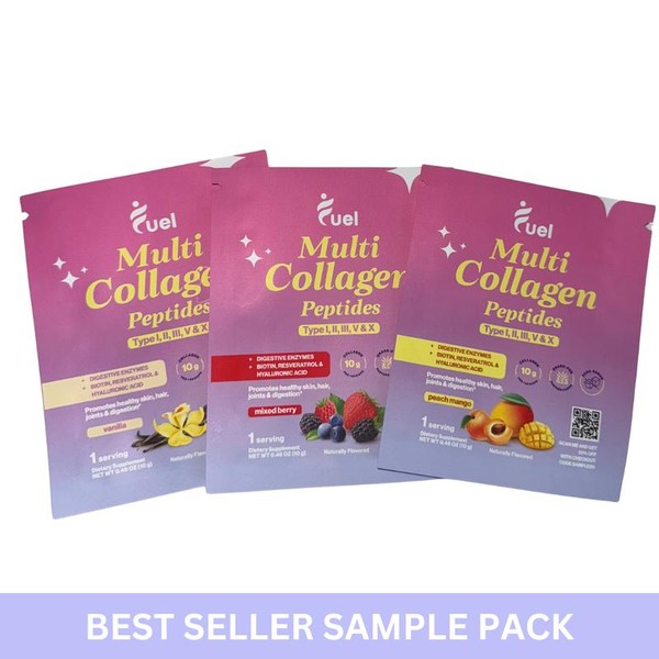 3-Pack Fuel Multi Collagen Peptides with Hyaluronic Acid, Biotin &