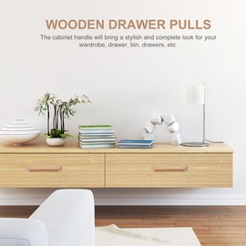 VILLCASE Wood Cabinet Pulls, Drawer Knobs Pulls Handles, Kitchen Cabinets Furniture Dresser Wardrobe Cupboard Drawer Pulls, Sliding Door Handle with Screws, 4pcs