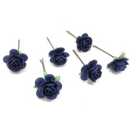 Flower hair pins wedding hair clips bridal hair piece rose hair accessories by Daddasprincess (Navy)