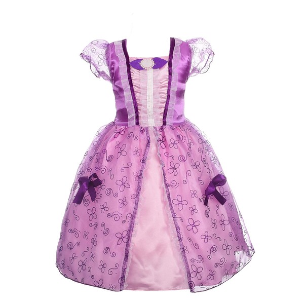 Dressy Daisy Girls' Princess Costume Fancy Dress Up Halloween Birthday Party Outfit Size 6X Purple