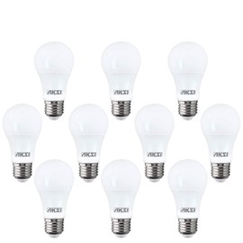 FOCO LED - AKSI - A19 Equivalente a 60W (800 lm - Lúmenes) Consume 9W (vatios) LUZ BLANCA 6500 K E27 - PACK de 10 focos - led solar lampara exterior jardín focos techo luces luz foco de plafón