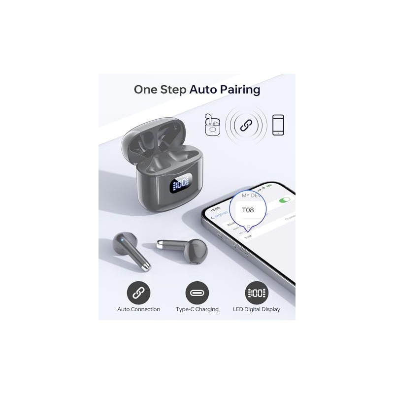 KTGEE - Auriculares inalámbricos Bluetooth 5.3, 40 horas de reproducción