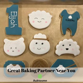 Auktosmn Dim Sum and Dumpling Cookie Cutter Set-2 Piece - 3.5"- Dishwasher Safe - Cute Stainless Steel Cookie Cutters for Baking