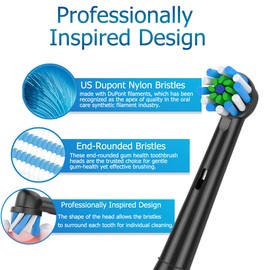 Schallcare Replacement Brush Heads Fit for Braun Oral b, Compatible with Oral-B Pro 1000/2000/3000/5000/6000 Smart and Genius Electric Toothbrush, 12 Pcs, Black