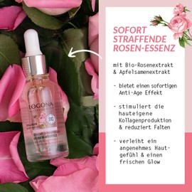 LOGONA Naturkosmetik Kollagen Boost Pflegeset - Straffende Rosen-Essenz 2-Phasen Serum & Feuchtigkeitsmaske mit Bio-Rosenextrakt und Kollagen, Vegane Pflege für ein glatteres Erscheinungsbild