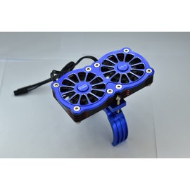 GPM Upgrades Aluminum 7075-T6 Motor Heatsink with Dual Metal Frame Cooling Fan and Adjustable Mount for 1/5 Kraton 8S BLX Monster Truck (ARA110002) (ARA5810) 1/5 X-MAXX XO-01 RC Cars (Blue)