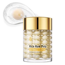 Crema cápsula de esencia de pulpa cruda de arroz, hidratante facial hidratante de larga duración, piel opaca y seca nutritiva, 2 fl oz/ 2 fl.oz